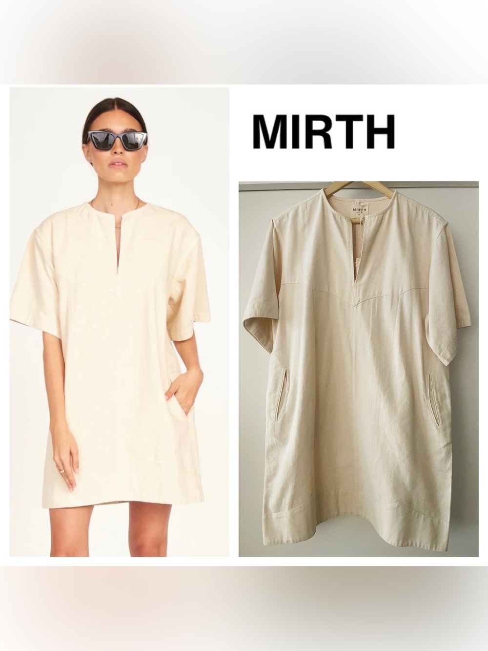 MIRTH NWT Women’s Dallas Cream 100% Cotton Canvas Dress